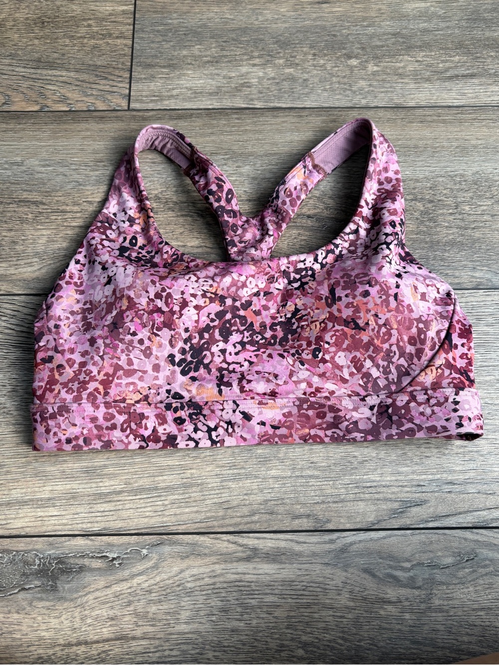 Athleta Ultimate Printed Bra A-C Soft Pink Mauve Sz XS Or S